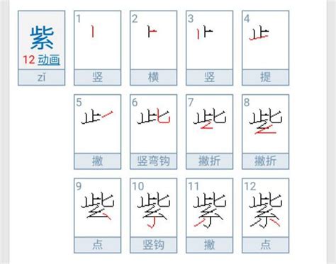 紫筆劃|紫字笔画、笔顺、笔划